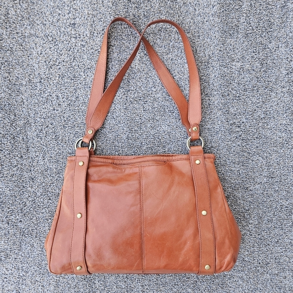 HOBO International Toffee Brown Leather Shoulder Bag Wanderlust Lining VTG Purse